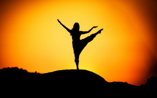 Yoga hill sunset silhouette outstretched - daphne mcclure free wallpaper