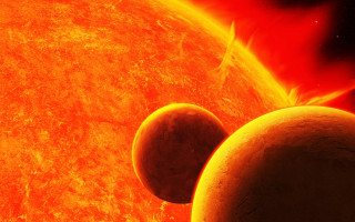 Red sunset planets fiery moon - planet free wallpaper