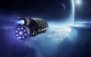 Space station planet moon stars - a space station free wallpaper