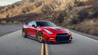 Red sports car mountain road 12 - matte finish free wallpaper
