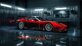Red sports car garage mirror - a garage free wallpaper