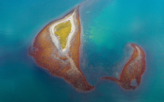 Aerial island ocean yellow ecological - an aerial view free wallpaper