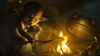 Fire demon archer campfire magic - a bow and arrow in front free wallpaper