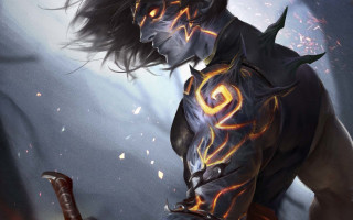 Man sword demon face flame - a sword and a flame free wallpaper