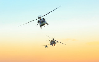 Military helicopters sunset precisionism stock - two military helicopter free wallpaper
