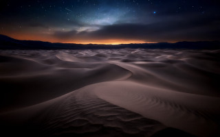 Desert starry sky moon mountains - derold page free wallpaper