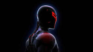 Futuristic man red helmet cyberpunk - a red helmet free wallpaper