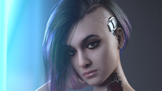Woman tattoo piercing blue background - a blue light free wallpaper