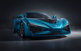 Blue sports car dark room 30 - a spotlight free wallpaper