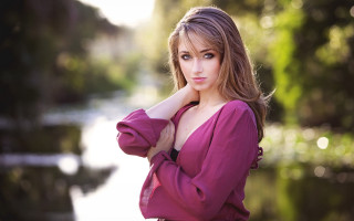 Purple dress river portrait blur - claire falkenstein free wallpaper