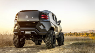 Black truck dirt road field - a black truck free wallpaper