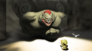 Cartoon fight demon bird concept - and a bird free wallpaper