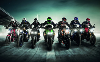 Night riders bridge motorcycles panfuturism - a road free wallpaper