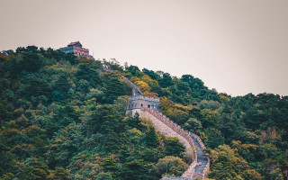 Mountain stone wall trees building - dai xi free wallpaper