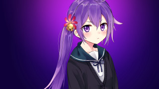 Anime girl purple hair flower 2 - aguri uchida free wallpaper