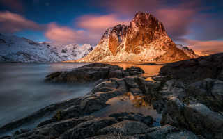 Mountain lake rocks clouds sunset 3 - artur grottger free wallpaper for desktop