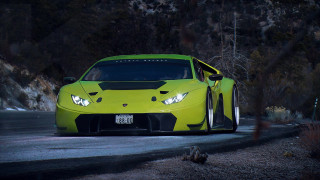 Yellow sports car night mountain 2 - its door open free wallpaper