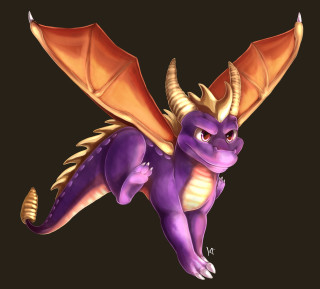 Purple gold dragon flying wings - dragon art free wallpaper