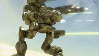 Futuristic robot running missiles smoke - mecha free wallpaper