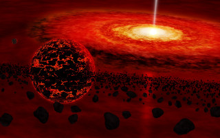 Red black white light space - object free wallpaper