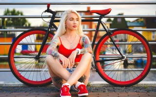 Woman bike redrim denim tattoo - a bench next free wallpaper
