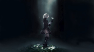 Gothic robotic woman light shadow - nier:automata free wallpaper