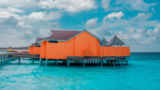 House pier ocean cloudy sky - christo free wallpaper