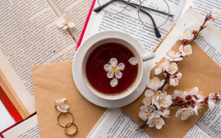 Tea glasses book flowers snowflakes - a pair of glasses free wallpaper