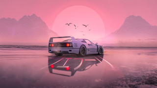 Car mountains road red light - low free wallpaper