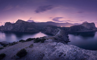 Mountain lake night purple sky 2 - a purple sky free wallpaper