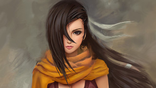 Woman scarf brown dress fantasy - rpg portrait free wallpaper