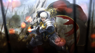 Woman armor sword flames dragon - a woman in armor holding free wallpaper