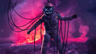 Space man strange mask purple - conceptart free wallpaper