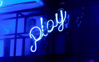 Joy neon sign blue lights - the side of it free wallpaper