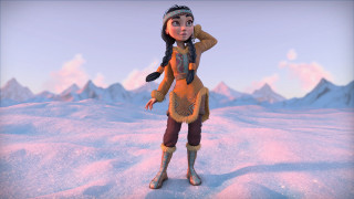 Cartoon snowy harbor booted braid - a scarf free wallpaper