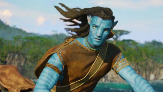 Blue skin man boat mountain - a costume free wallpaper