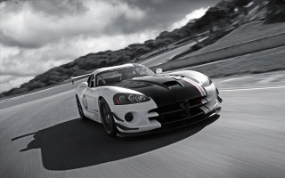 Black white sportscar mountain clouds - a road free wallpaper