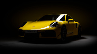 Yellow sports car dark room 33 - 8k artistic photography free wallpaper