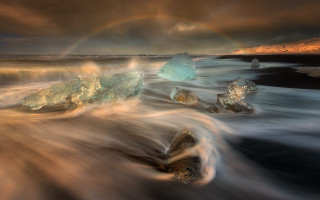 Rainbow ocean icebergs mystical colors - iceberg free wallpaper