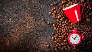 Red alarm clock coffee beans - coffee bean free wallpaper
