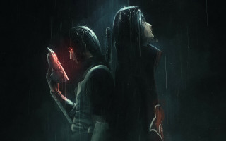 Rainy night couple umbrella cellphone - a couple of people free wallpaper for desktop