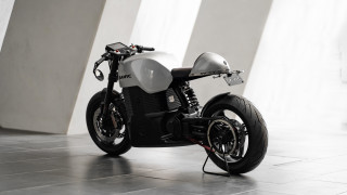White motorcycle cybernetics panfuturism dahlov - a white wall free wallpaper