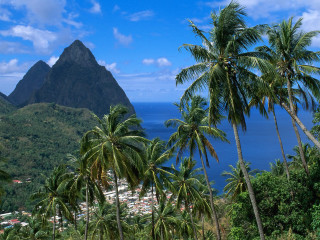 Tropical island palm mountain sky - a tropical island free wallpaper