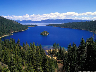 Lake trees mountains blue sky 3 - small free wallpaper