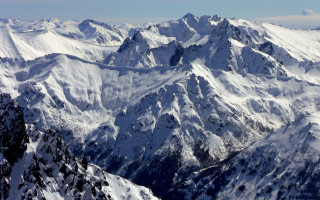 Mountain range snowy view plane - murata range free wallpaper