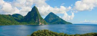 Mountain range water trees foreground - douglas robertson bisset free wallpaper