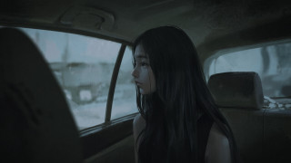 Woman sitting car snow gloomy - gloomy atmosphere free wallpaper