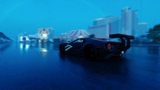 Car night city ferriswheel wetroad - cinematic focus free wallpaper