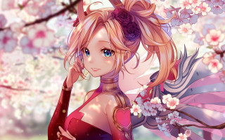 Pink dress flower blossoms anime - a pink dress free wallpaper