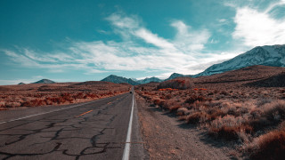 Mountain road cinematic landscape blue - a long road free wallpaper